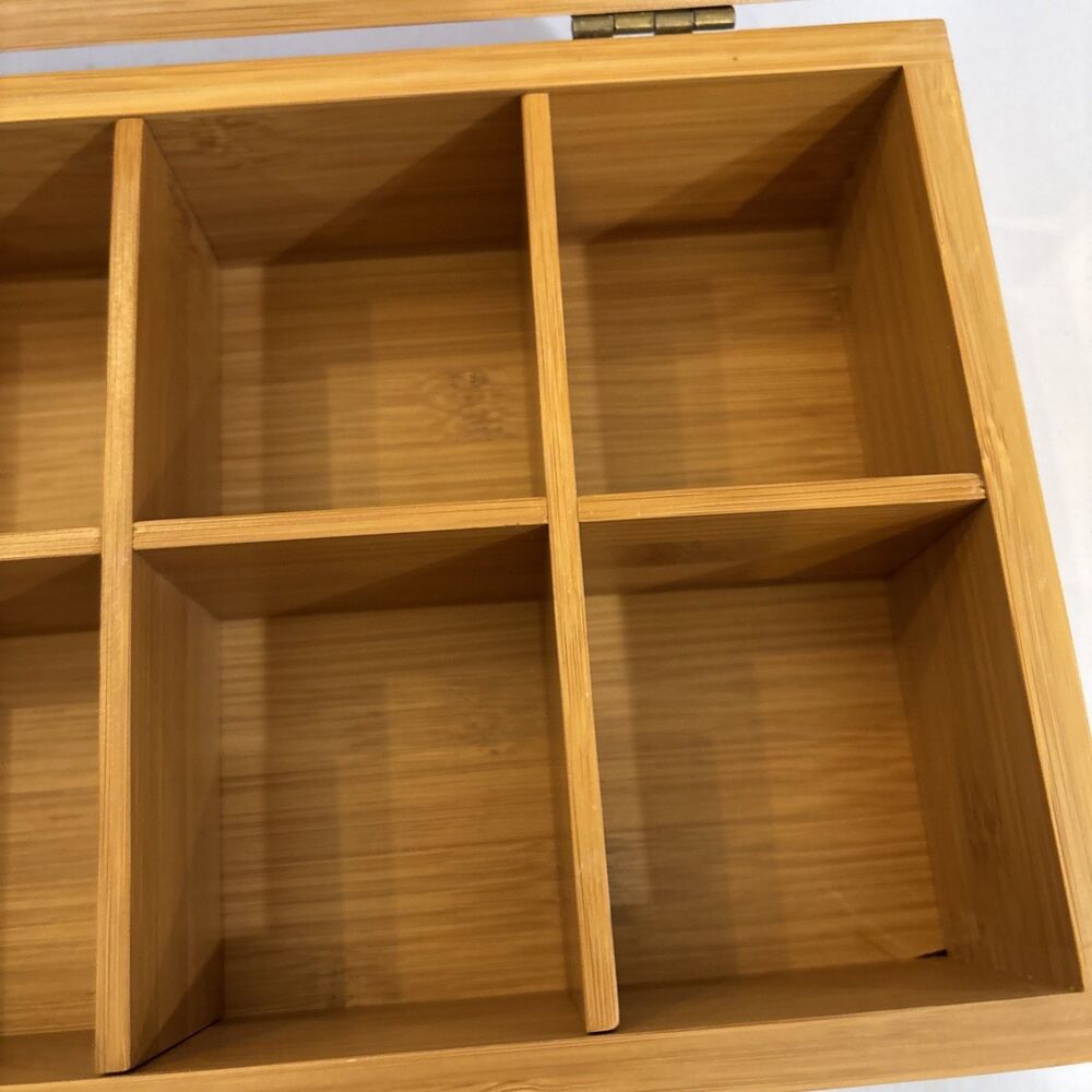 Acacia Wood Tea Bag Organizer Tea Packet Storage Box 8-Compartment Tea Caddy - Picture 6 of 12